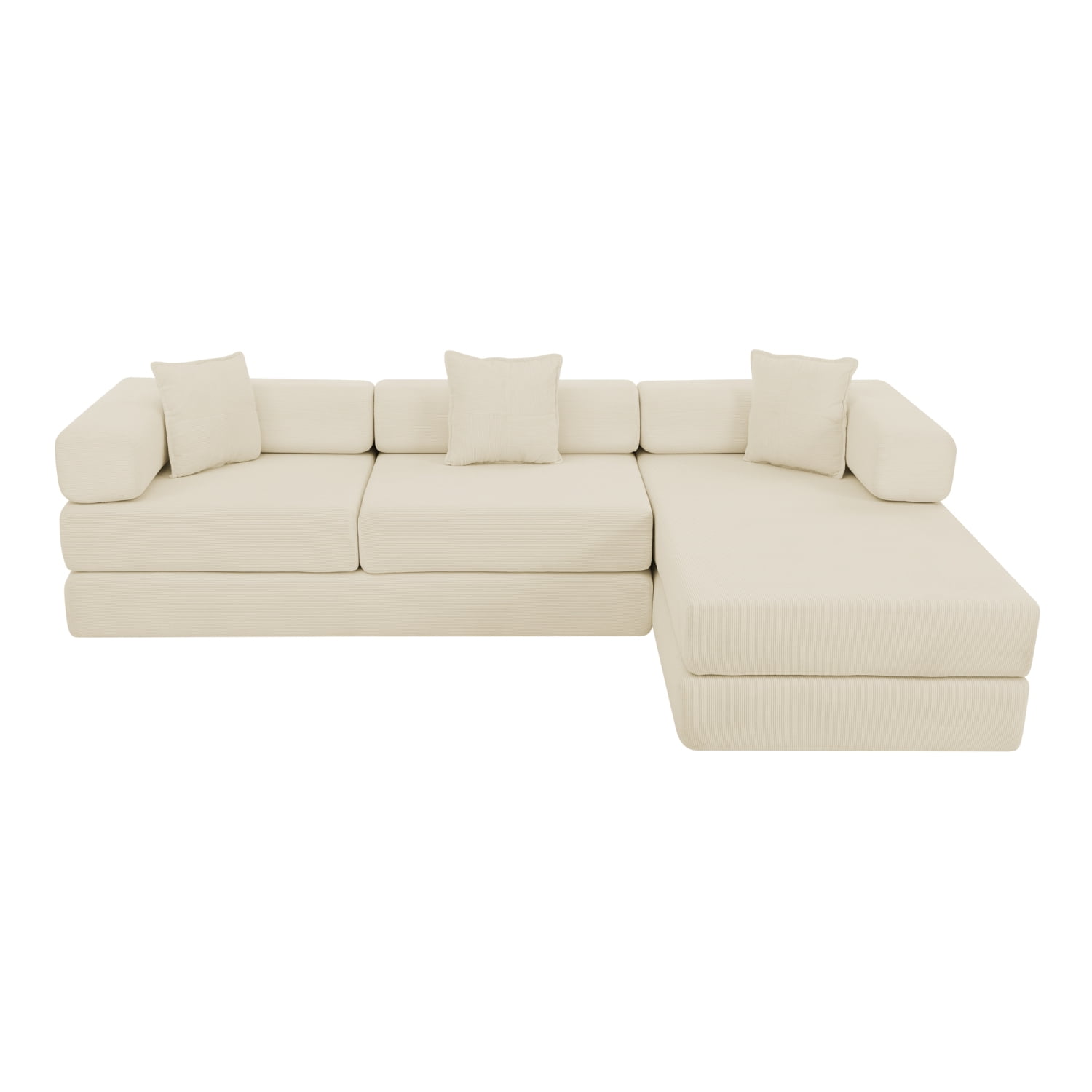 M&ms - 108'' Modular Sectional Sofa With L-shape Chaise, Boneless Cloud Couch With Deep Seat, Sponge Compression Sofas No Assembly Required, Modern Sofa Fold-out Sofa Bed,with Removable Backrest