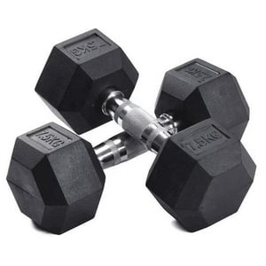 Inaltum Fitness - Par Mancuerna Hexagonal Caucho Goma Crossfit Funcional 7.5Kg