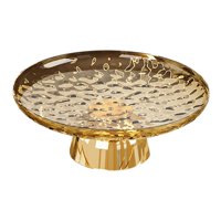 Magideal - Frutero Con Base, Práctico Plato De Fruta Redondo, Bandeja De Almacenamiento Estética, Plato De Cena Para Decoración De Mesa, Mostrador De Cocina, Ofi Oro