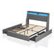 thumbnail image 2 of Full Size Bed Frame with LED, 4 Under-bed Portable Storage Drawers, Wings Headboard Design, Light Grey, 2 of 3
