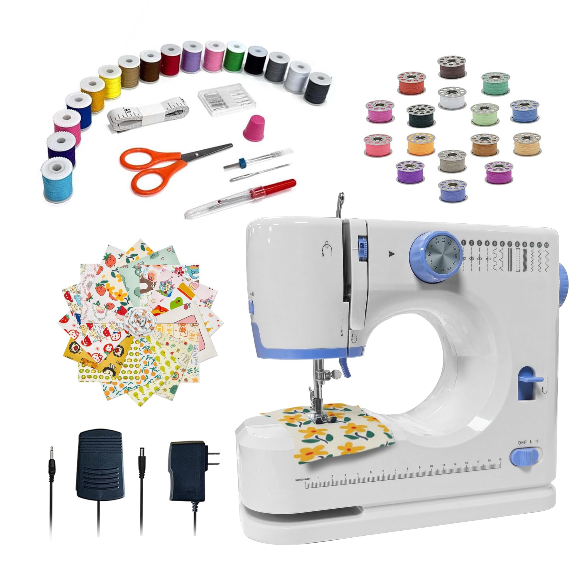 Máquina De Coser Stoigeld Bw724 Para Principiantes Con Tela E Hilos