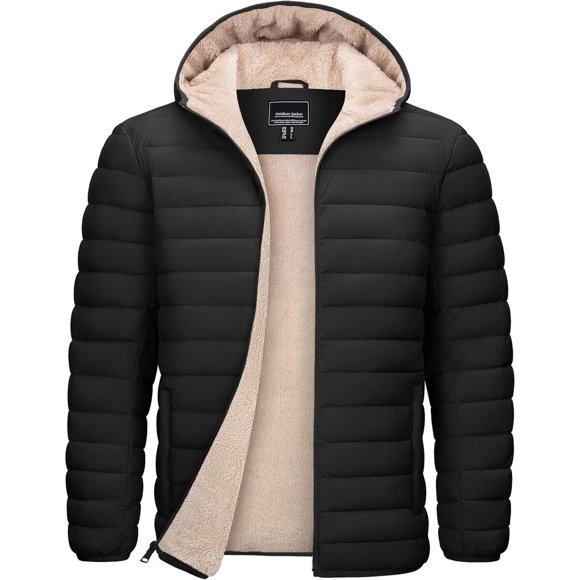 TACVASEN Mens Puffer Jacket Hooded Sherpa Lined Water Resist