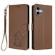 thumbnail image 1 of Funda Billetera con Relieve de Gato para iPhone 16 Plus, Marrón, 1 of 6
