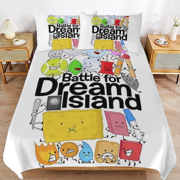 x535 Battle for Dream Island BFDI Bed Duvet Cover Microfiber Bedding Sets 3D Printed Lightweight 3 Piece Comforter Sets, 1 Duvet Cover And 2 Pillow Shams for Kids Boys Girls 90"x90" jn535