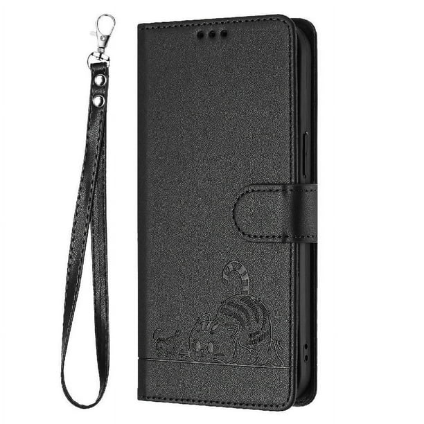 Funda tipo cartera FOXDOCK para TCL 501 con soporte, ranuras, RFID, diseño de gato
