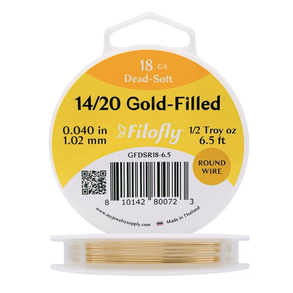 Alambre Filofly 18Ga 1,02 mm 6,5 ft (≈198 cm) Oro Relleno Redondo