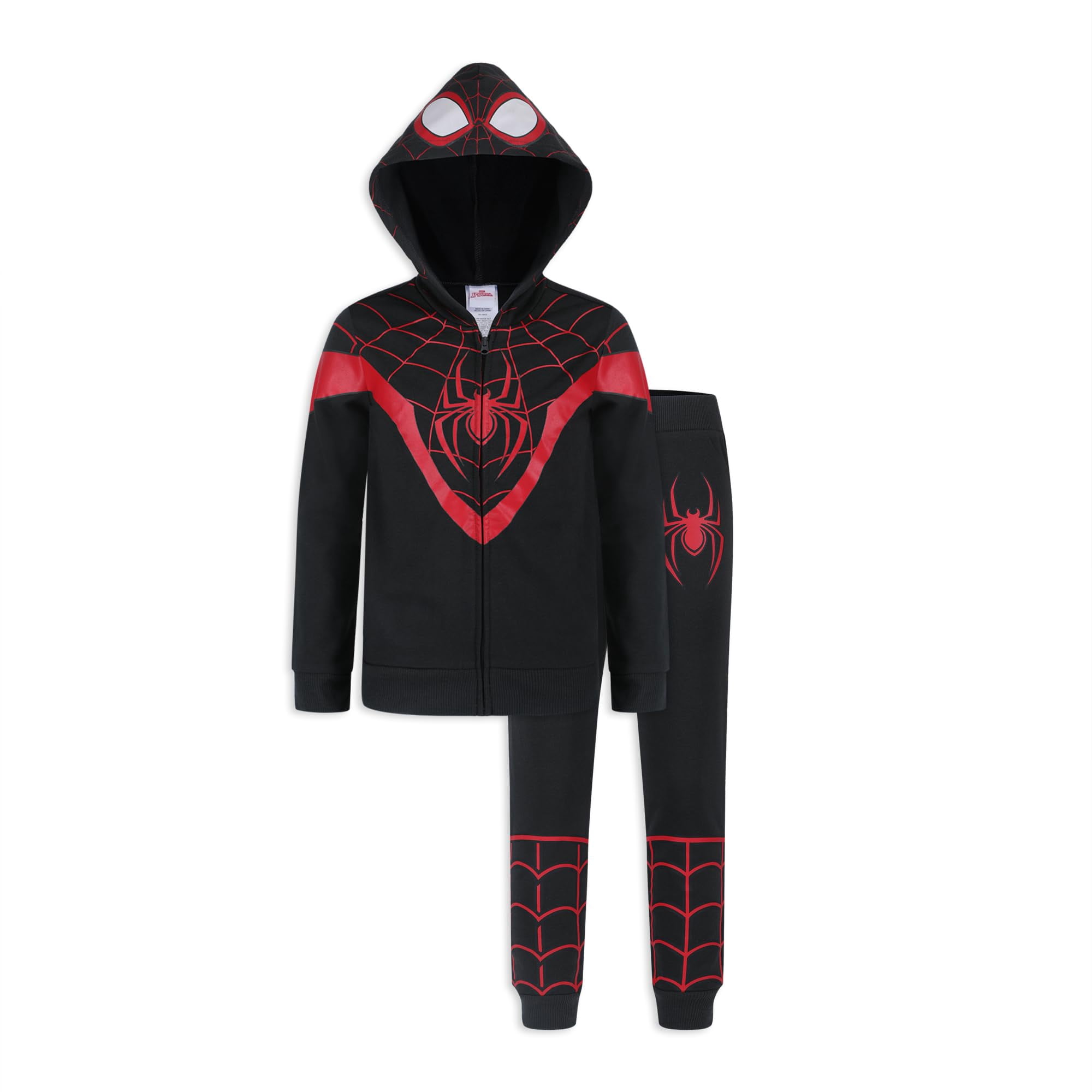Conjunto Para Niños Marvel Spider-man Con Sudadera Con Capucha Y Pantalones Negros Con Cierre