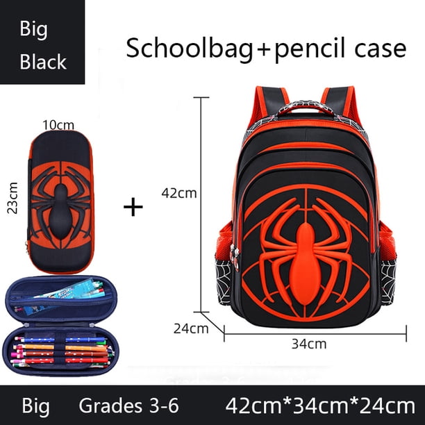 Fashion Kid Backpack Children Boys School Bag Red And Black Spider Pattern Backpack With Pencil Case Set Kids Girl Boutique Bag
