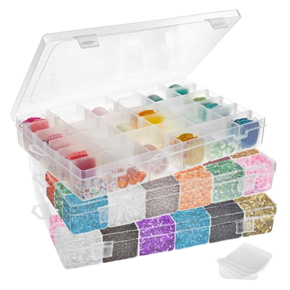 Caja organizadora Bead Storage, paquete de 3 unidades con 36 rejillas, Juvale
