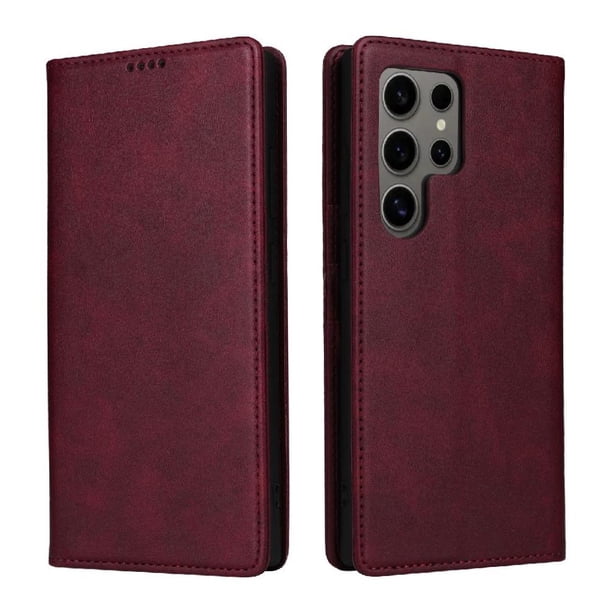 Funda Cartera para Samsung Galaxy S24 Ultra con Ranuras Tarjetas y Soporte - Protección Completa Rojo