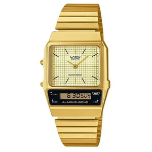 Reloj Casio Vintage Analog Digital Gold Ion Plated Stainless Steel Beige Dial Quartz Aq-800Eg-9A Unisex Watch
