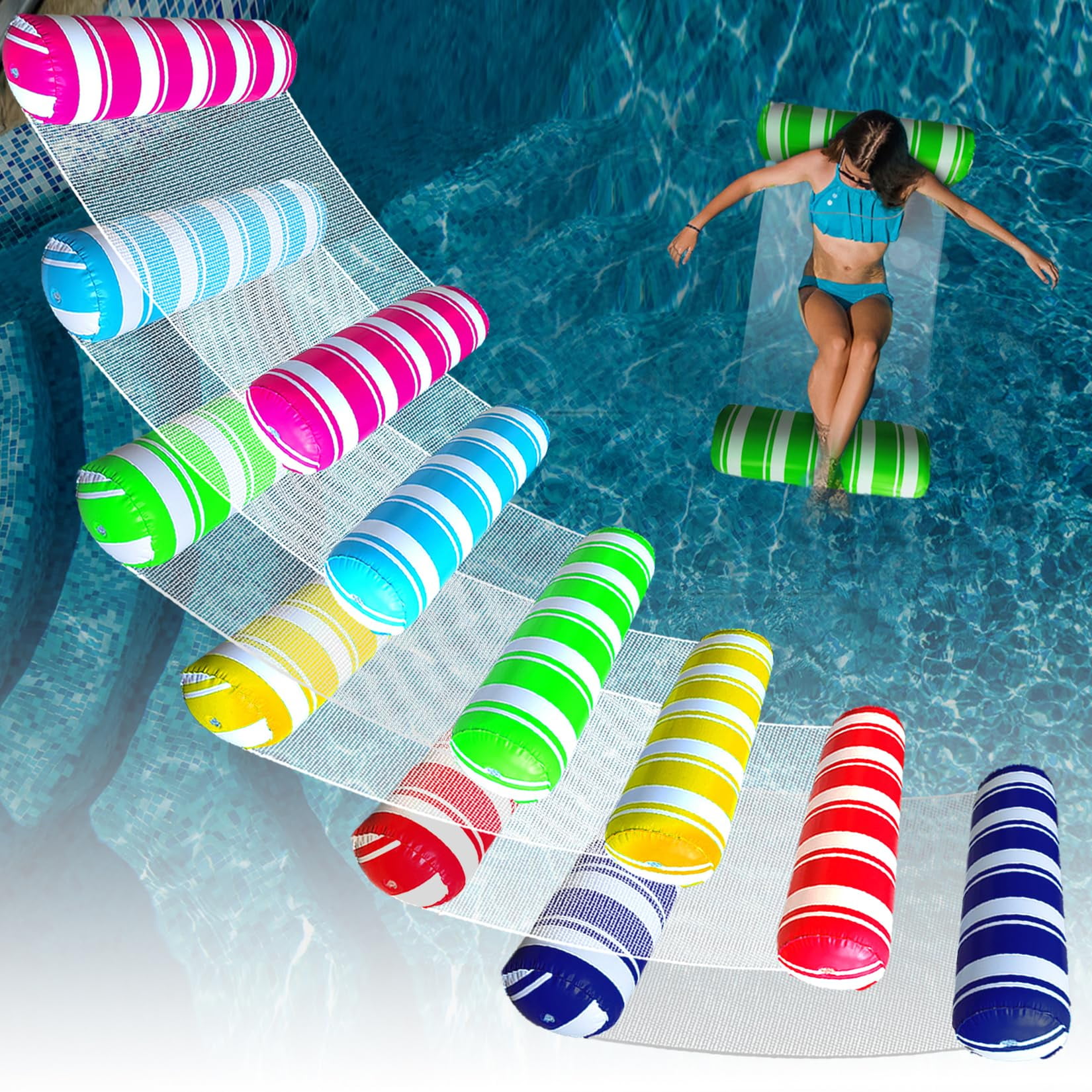 Pack De 6 Hamacas Acuáticas Pool Floats Annil Para Adultos Con Sistema 4 En 1