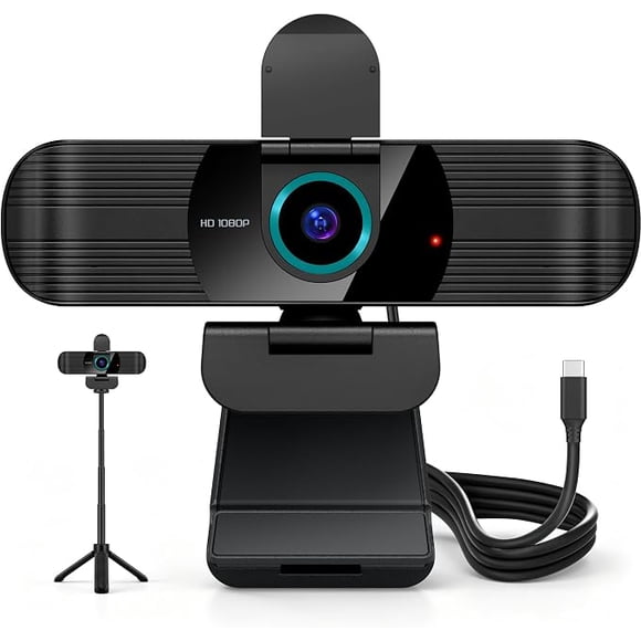 Cámara web Pro HD 1080p/30fps con trípode, cámara externa USB-C para PC