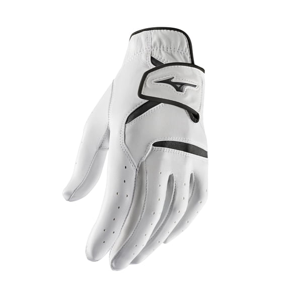 Guante de golf Mizuno JPX de piel sintética para mano izquierda blanco/negro