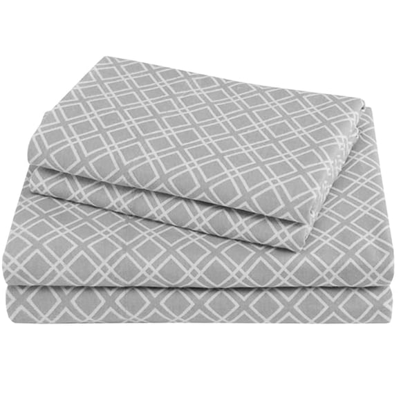 Juego de sábanas Comfort Spaces de franela de algodón Cal King Grey Geo
