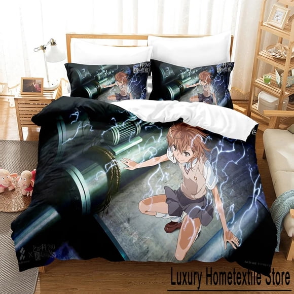 Certain Scientific Railgun Misaka Mikoto Bedding Set Boys Girls Size Duvet Cover Pillowcase Bed Kids Adult Bed Sheets
