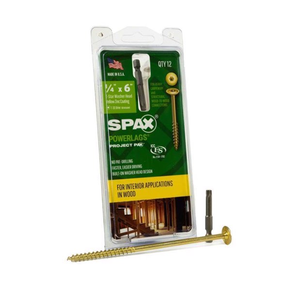 Tornillo SPAX Torx de zinc amarillo de 1/4 pulgadas x 15 cm