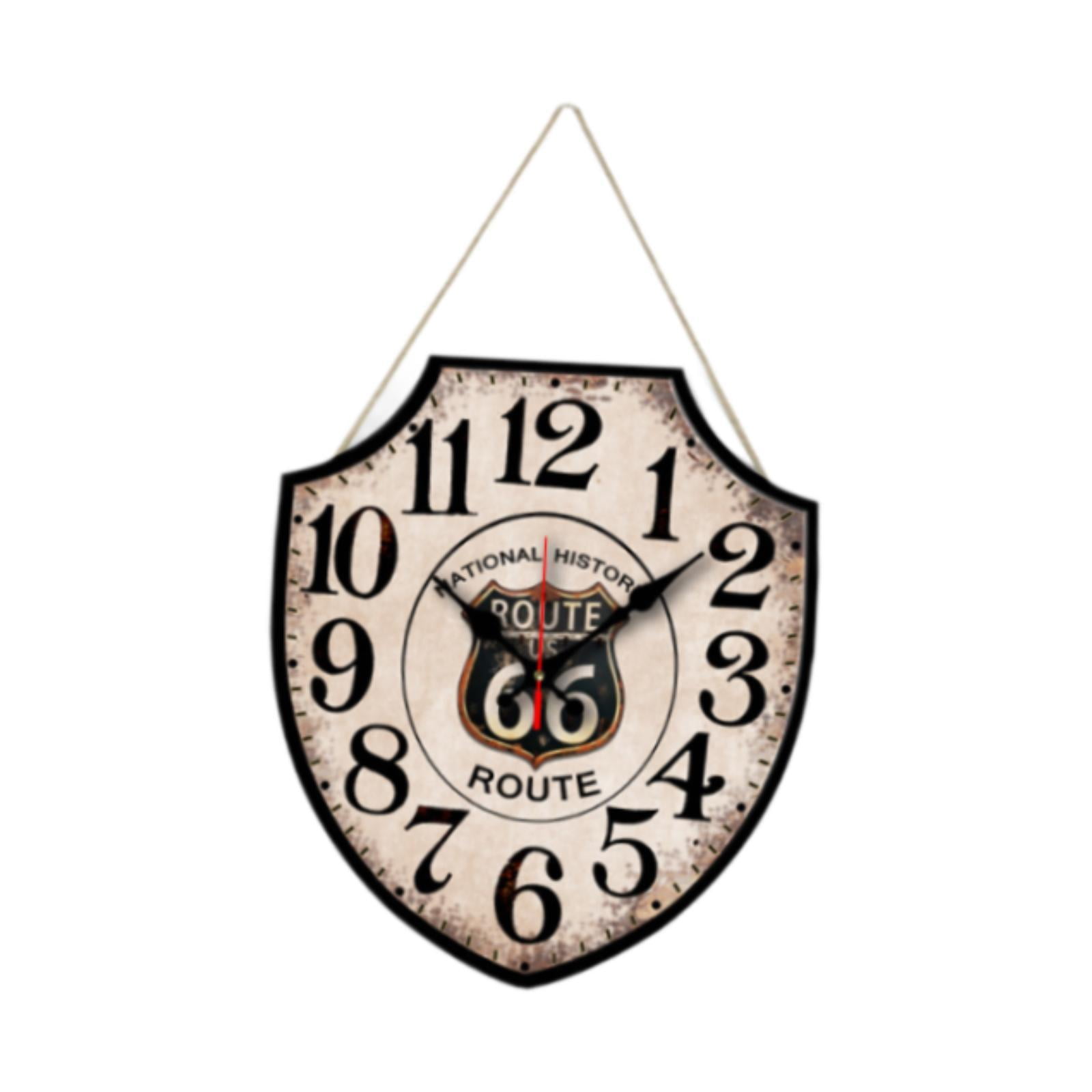 Magideal - Reloj De Pared Vintage Con Números Arábigos, Regalo De Cumpleaños, Forma De Escudo, Reloj Colgante De Madera, Reloj Colgante Para Uso Doméstico Y Dorm Blanco