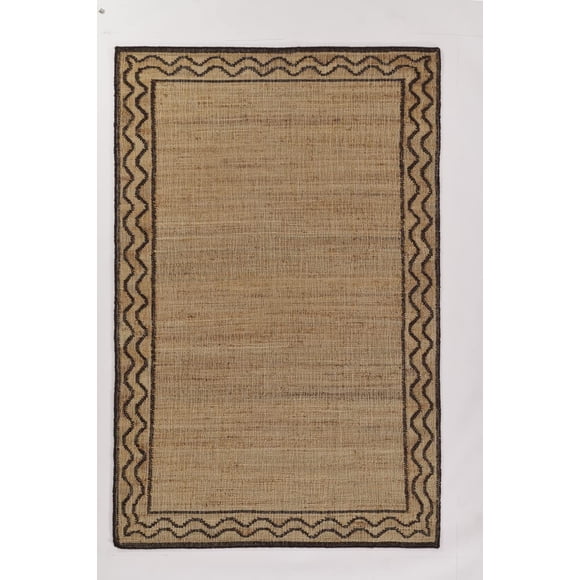 Alfombra Momeni ORC-1 BROWN 152 cm x 244 cm con estampado de bloques de yute y lana