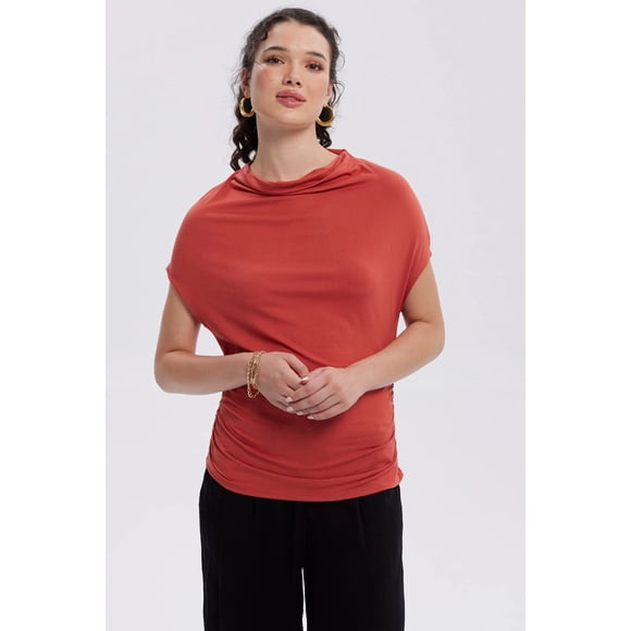 Polera Mujer Animal Print Terracota