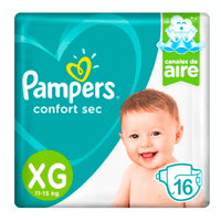Pack X8 Pañales Pampers Confort Sec Xg 128 Pañales