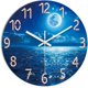 thumbnail image 1 of Reloj XFM de vidrio azul 14" Luna y Océano a batería, 1 of 7