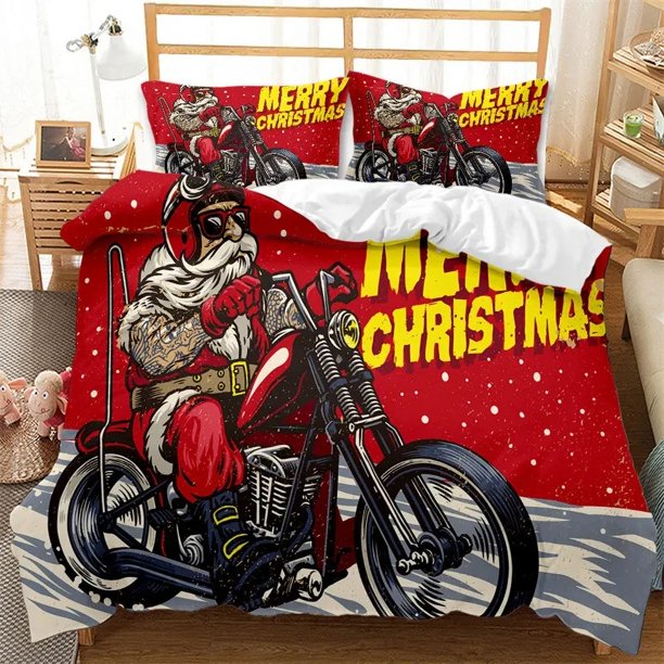 Red Christmas Duvet Cover Santa Claus Snowman Bedding Set Microfiber 2/3pcs Cartoon Comforter Cover With Pillowcases Bed Sheets