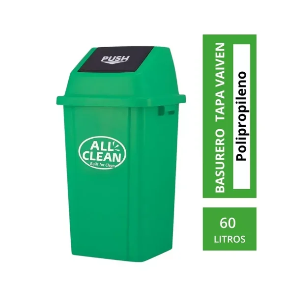 Basurero 60 Litros Tapa Vaiven Verde