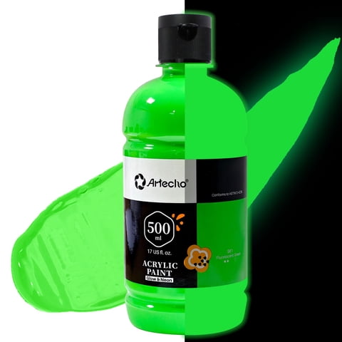 Pintura Acrílica Artecho Green Que Brilla En La Oscuridad 500 Ml