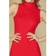 thumbnail image 5 of Saronite Vestido Corto Ajustado sin Mangas con Cuello Alto y Canalé Basics, Rojo (para Mujer), 5 of 5