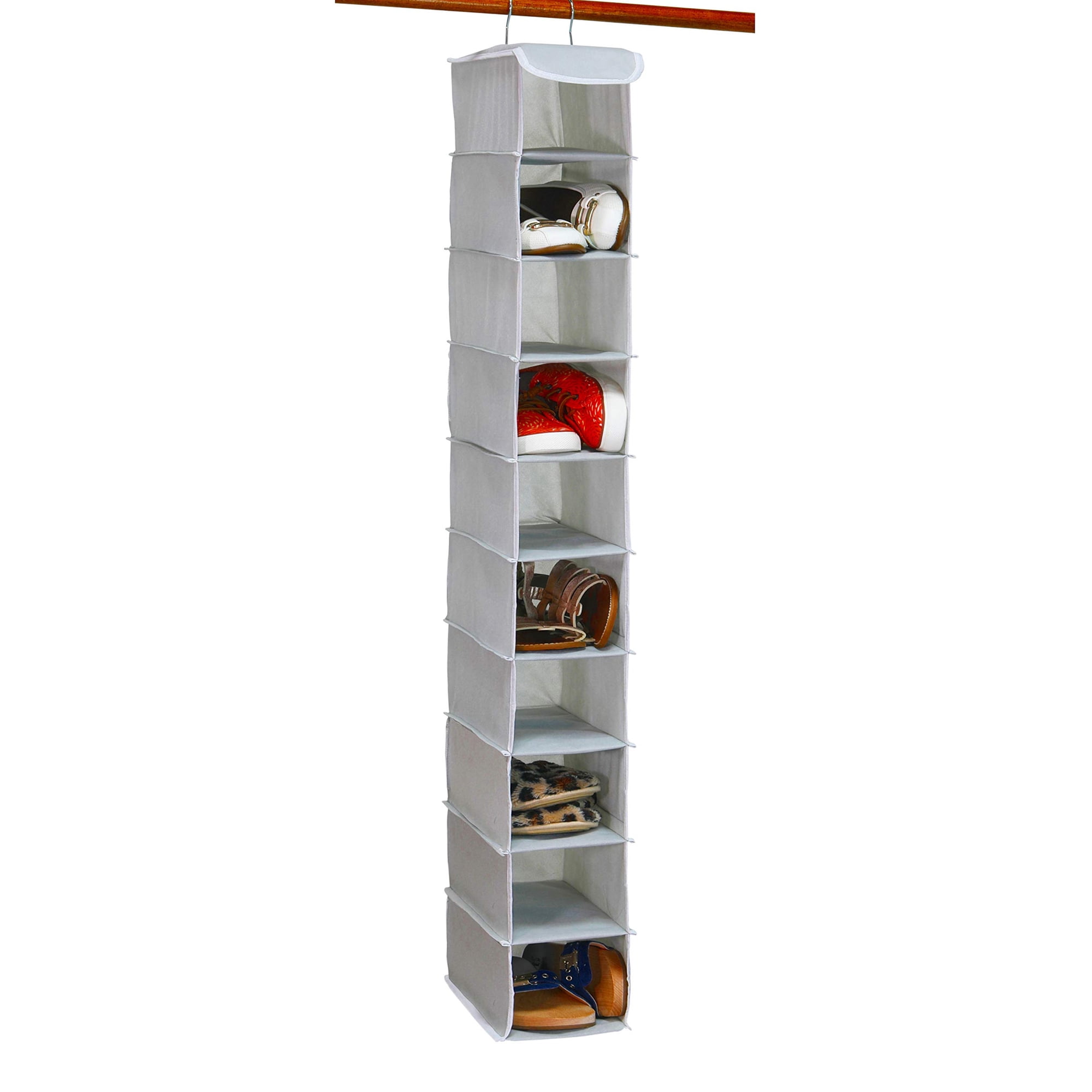 Simple Houseware - Organizador De Zapatos Para Colgar Con 10 Estantes, Artículos Para El Hogar Sencillos, Gris