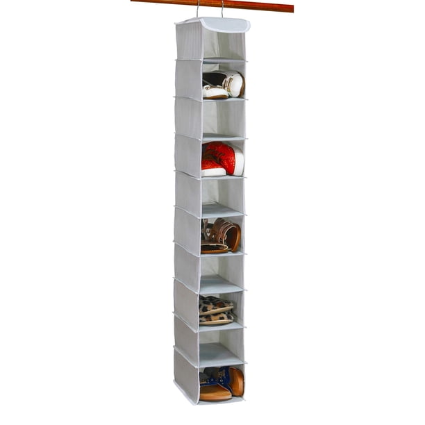 Organizador de zapatos para colgar con 10 estantes, artículos para el hogar sencillos, gris