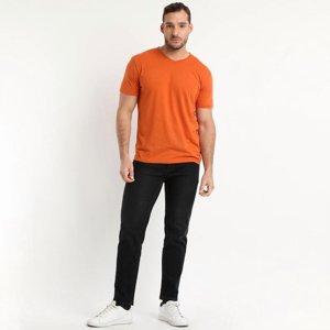 Truval - Polera Manga Corta Cuello V Naranjo Oscuro