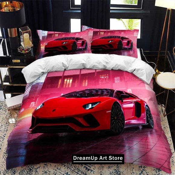Fashion Sports Car Luxury Bedding Set Boys Girls Duvet Cover Pillowcase Bed Adult Bedroom