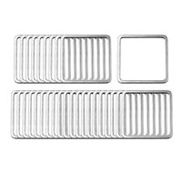 Magideal - 30 Uds. De Abalorios Cuadrados Geométricos De Material Acero Inoxidable, Conectores De Aro De Plata, Pendientes De Enlace Diy, Búsqueda De Collares, Pulseras,