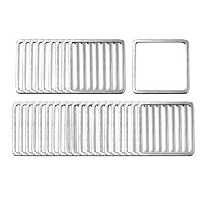 Magideal - 30 Uds. De Abalorios Cuadrados Geométricos De Material Acero Inoxidable, Conectores De Aro De Plata, Pendientes De Enlace Diy, Búsqueda De Collares, Pulseras,