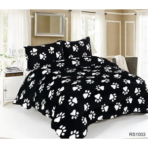 Aladdins Shop - Cobertor De Invierno De Plush Y Chiporro King Negro Patitas