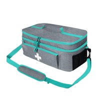 Ioensy - Bolsa De Primeros Auxilios Bolsa Organizadora De Medicamentos De Doble Capa Para Gimnasio Oficina Camping Gris