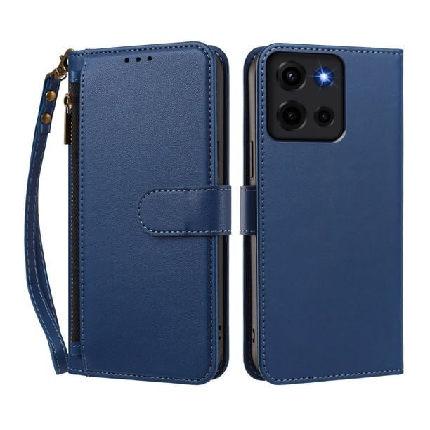 Funda Tipo Billetera para Motorola Moto G 5G 2025 con Soporte y Bolsillo con Cierre Azul profundo