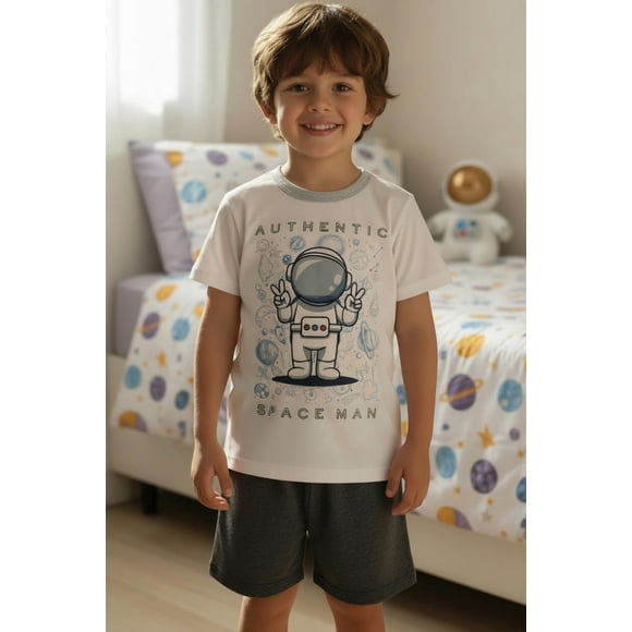 Pijama Algodón Niño Estampado Astronauta blanco 3