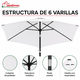 thumbnail image 5 of Quitasol Extendible 3m Soporte Pedestal Lateral Blanco UV, 5 of 7