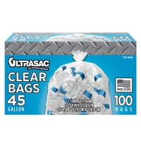 Bolsa De Reciclaje Ultrasac De 45 Galones, 100 Unidades, Con Amarres Transparentes
