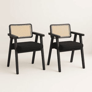 Klik Muebles - Pack De 2 Sitiales Acolchado Chandigarh Butaca Rattan - Negro