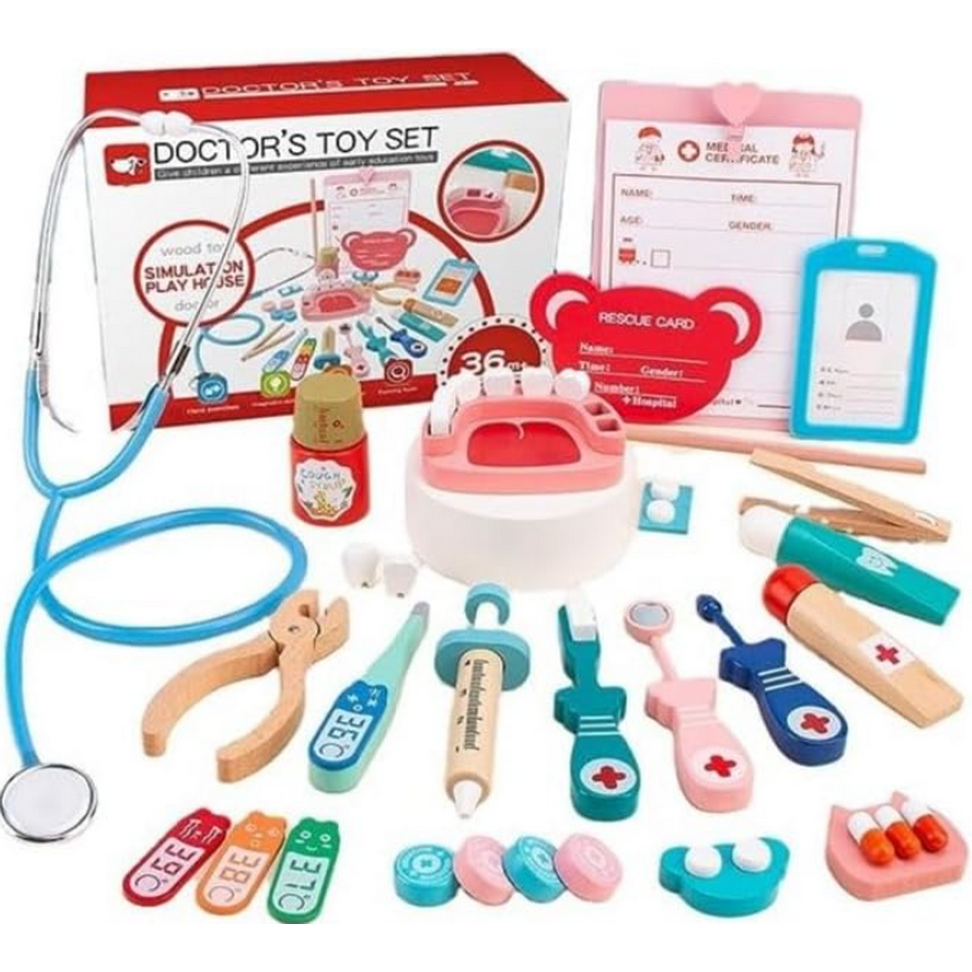 Genérico - Set De Doctor Niños De Madera 26 Piezas Multicolor