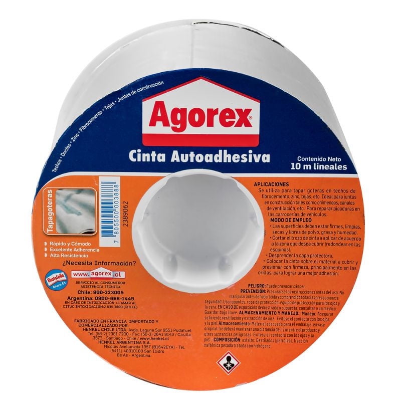 Agorex - Sellador Tapagoteras Cinta Aluminio 10 Mts