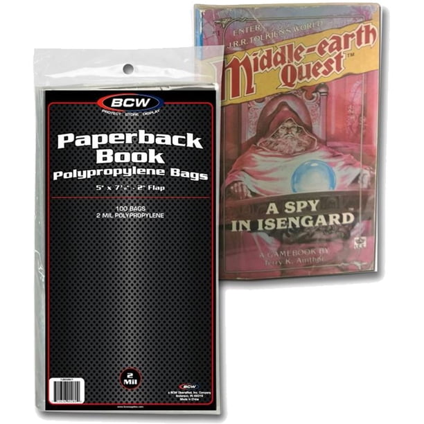 Bolsas para libros BCW Paperback, paquete de 100 unidades, 5 x 7 cm, polipropileno transparente