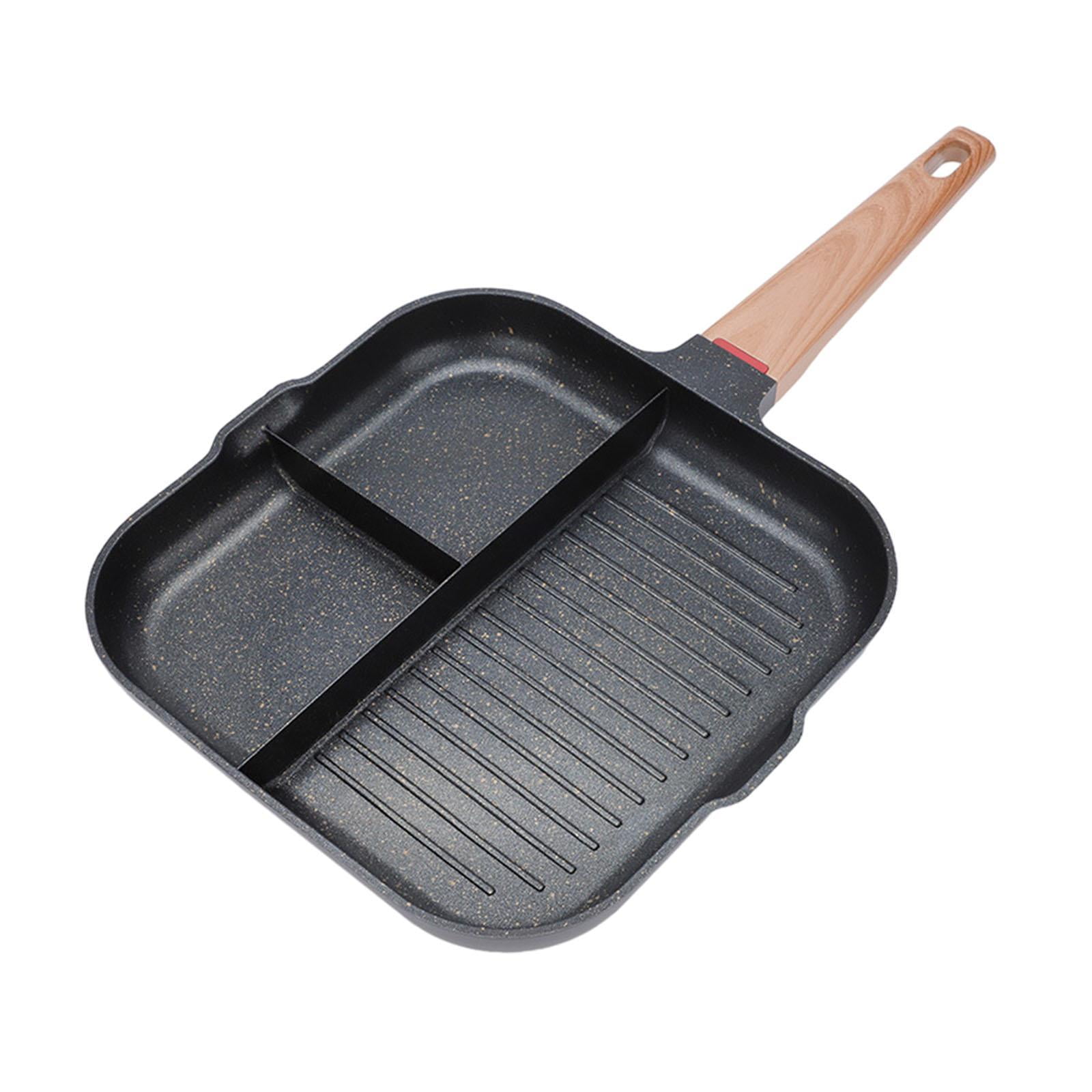 Magideal - Sartén Dividida Para La Cocina, Sartén Para Huevos, Mango Resistente Al Calor, Sartén Para Filetes De Huevo, Sartén Para Huevos, Herramienta De Cocina Negro