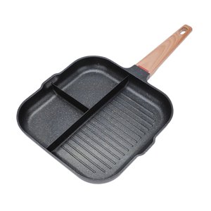 Magideal - Sartén Dividida Para La Cocina, Sartén Para Huevos, Mango Resistente Al Calor, Sartén Para Filetes De Huevo, Sartén Para Huevos, Herramienta De Cocina Negro