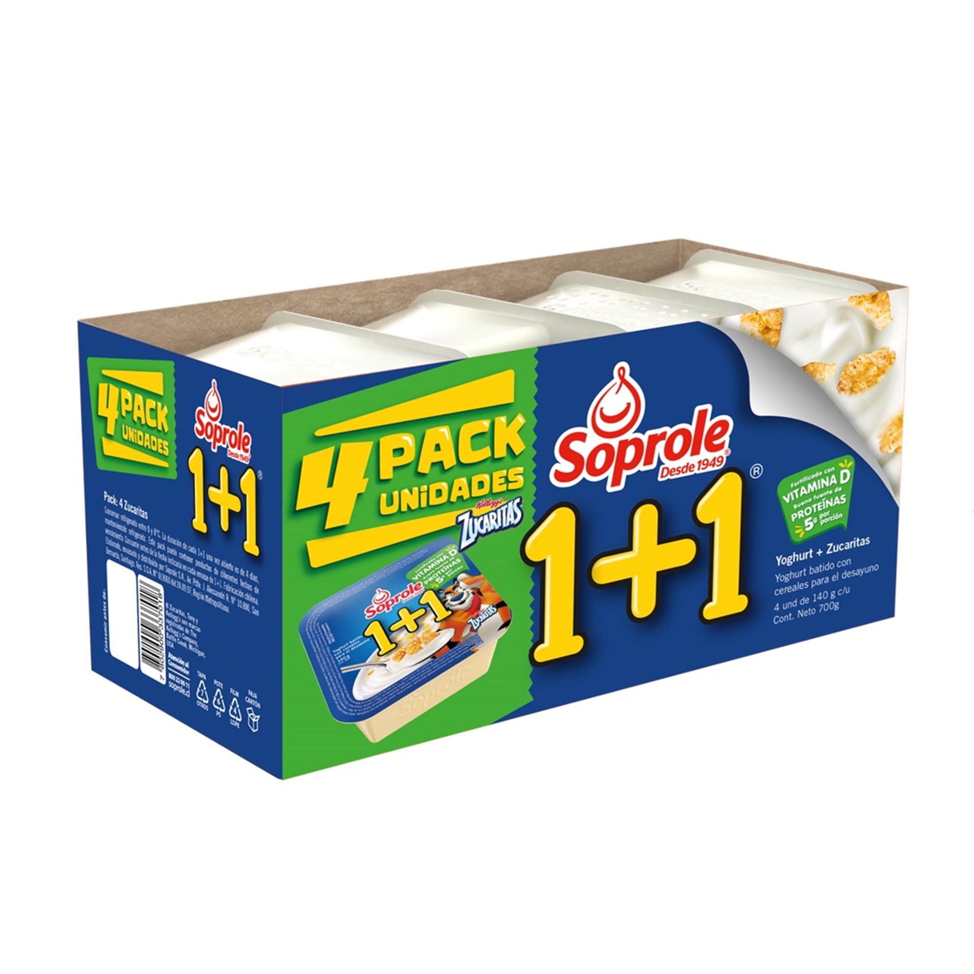 Yoghurt Con Cereal 1+1 Pack X4 Zucaritas 140 g Soprole