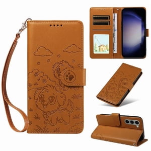 Funda Billetera Foxdock Compatible Con Samsung Galaxy S23, Diseño Perrito Tierno, Ranuras Para Tarjetas Y Soporte Plegable
